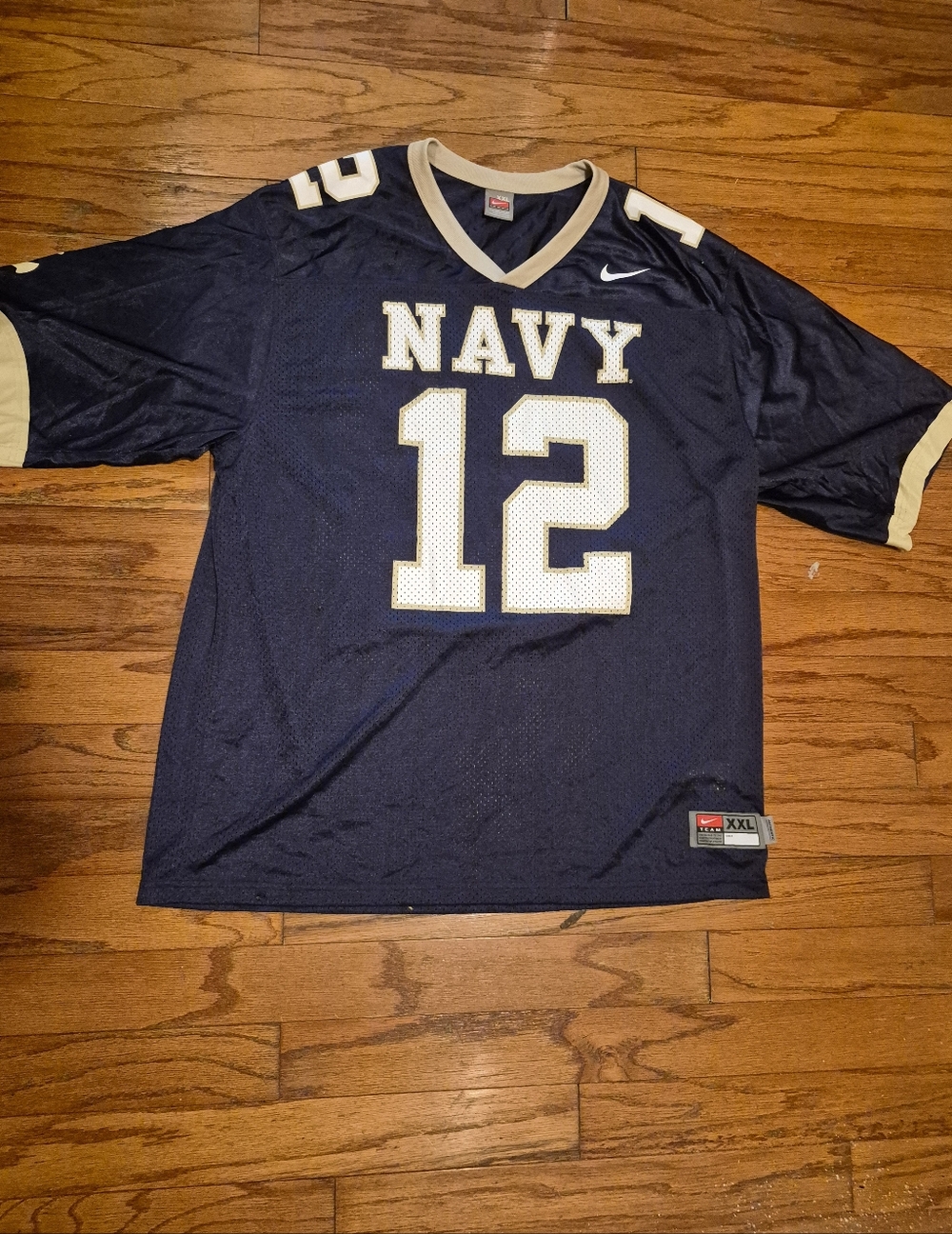 Nike Navy Midshipman Blue and Gold Football Jersey #12 Mens Sz 2XL